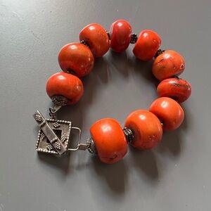 Bold Orange Beaded Bracelet